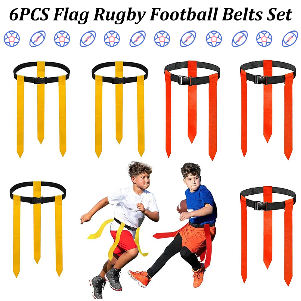 Sports Equipment For Kids - 6-teiliges Flag-Football-Gürtel-Set, verstellbarer Rugby-Flag-Gürtel, Outdoor-Trainings- und