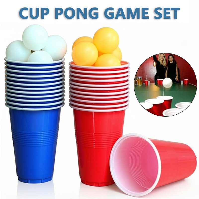 Ping Pong Ball Set - Beer Pong Spielset & Partybecher mit