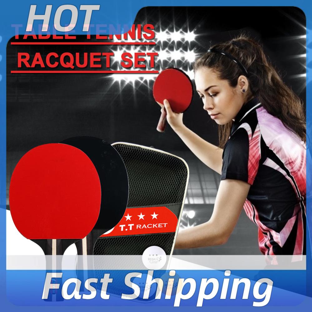 Ping Pong Ball Set - Tischtennisschläger 2 Schläger & 3 Bälle