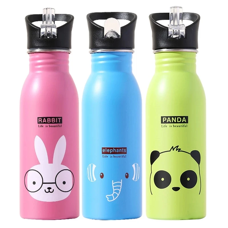 Sports Equipment 5 Years Old - 500 ml Edelstahl-Wasserflasche mit Strohhalm, Kawaii-Wasserflasche,