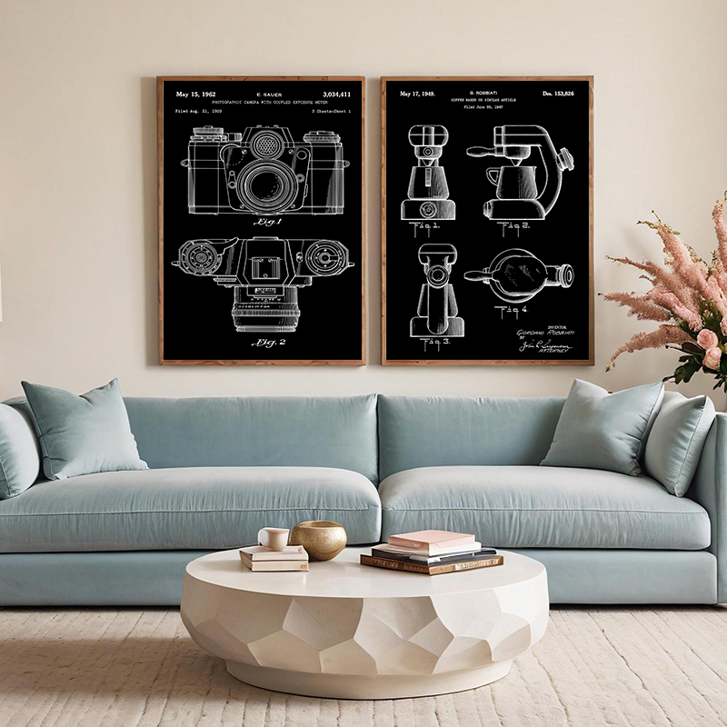 Patent Schwarz Und Weiß Poster – Sports Equipment Drawing Bewertung und Preis